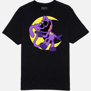 Poppy Playtime CatNap Cartoon Moon Black Tee